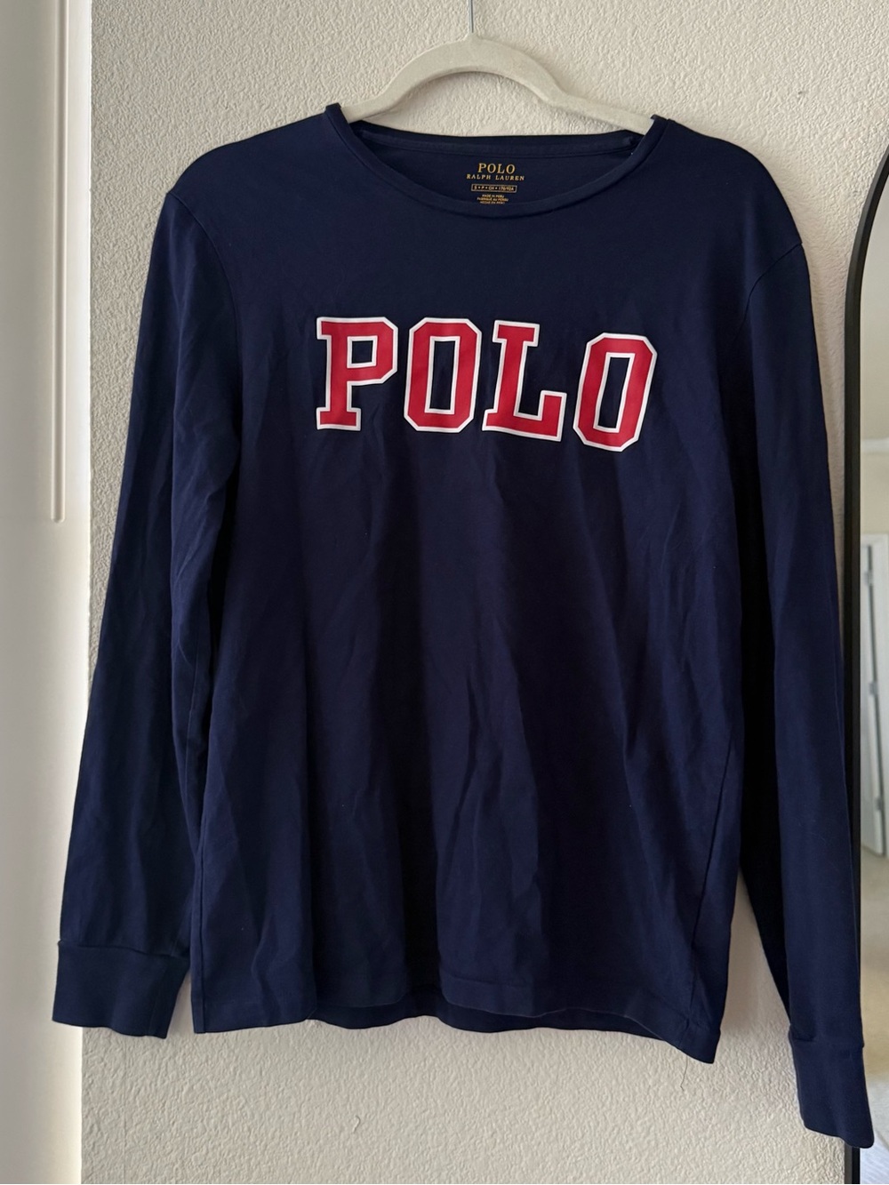 Polo by Ralph Lauren Navy Long-Sleeve Tee with Red POLO Letters